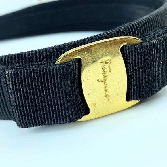 Salvatore Ferragamo Vara Serre-tête Black Cotton, gold tone GS573 main image 5